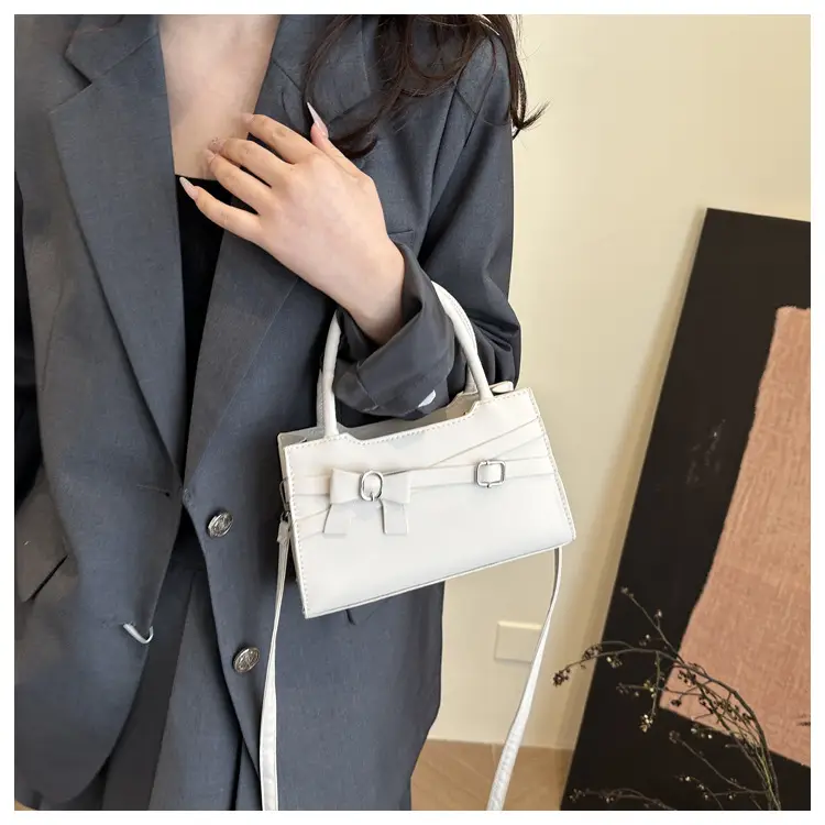 Beige Square Handbag with Bow Detail for Girls — feature 10