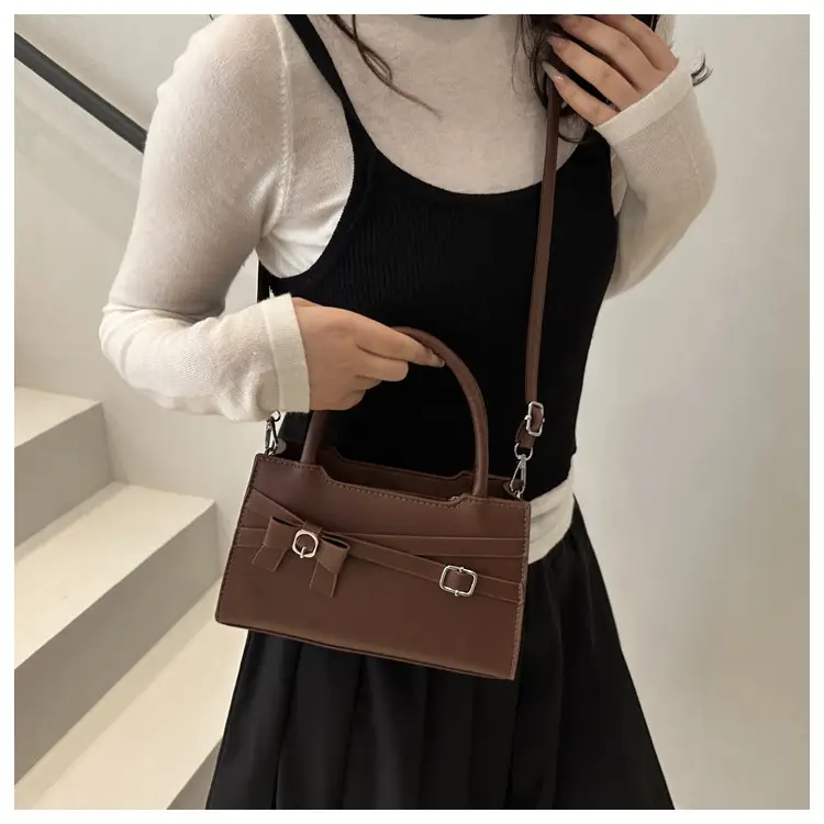 Beige Square Handbag with Bow Detail for Girls — feature 13