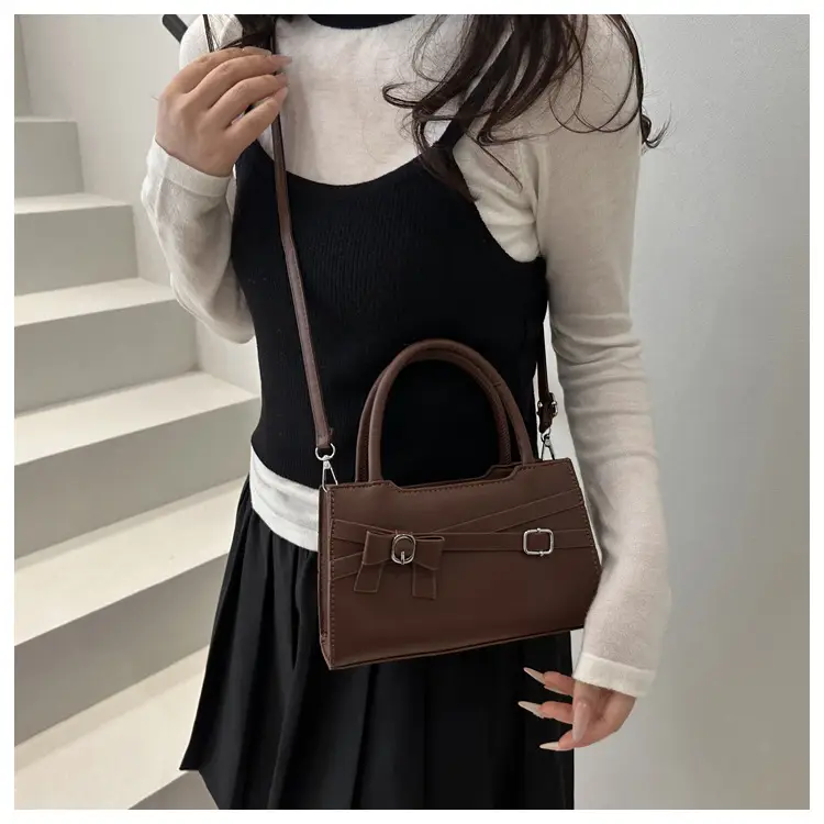 Beige Square Handbag with Bow Detail for Girls — feature 14