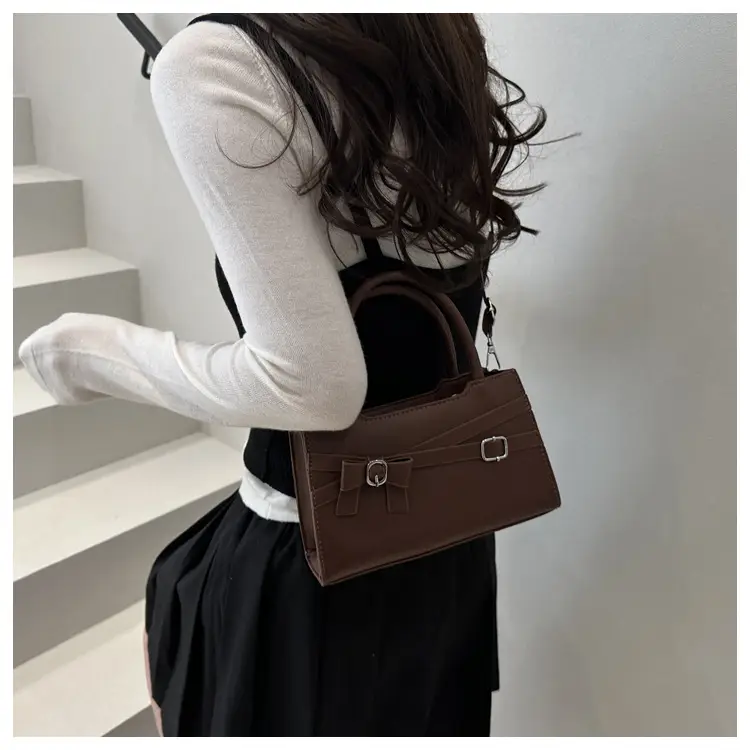 Beige Square Handbag with Bow Detail for Girls — feature 15