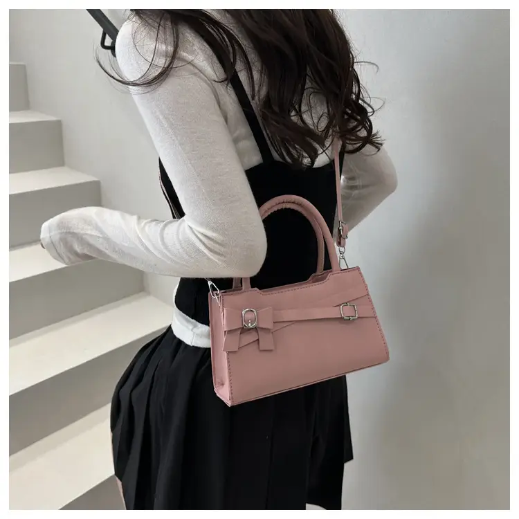 Beige Square Handbag with Bow Detail for Girls — feature 18