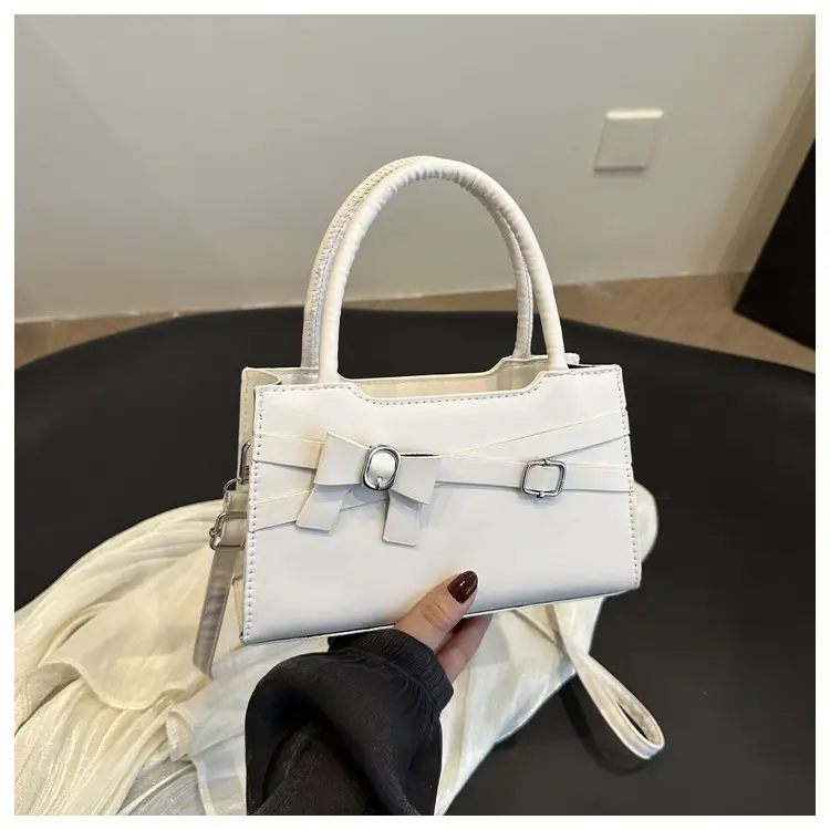 Beige Square Handbag with Bow Detail for Girls — feature 23