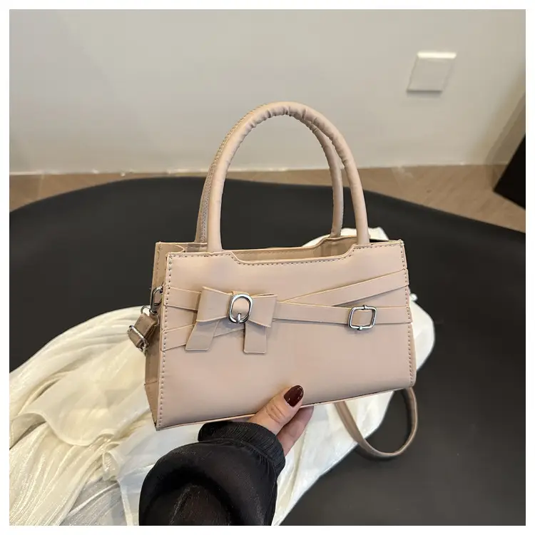 Beige Square Handbag with Bow Detail for Girls — feature 24
