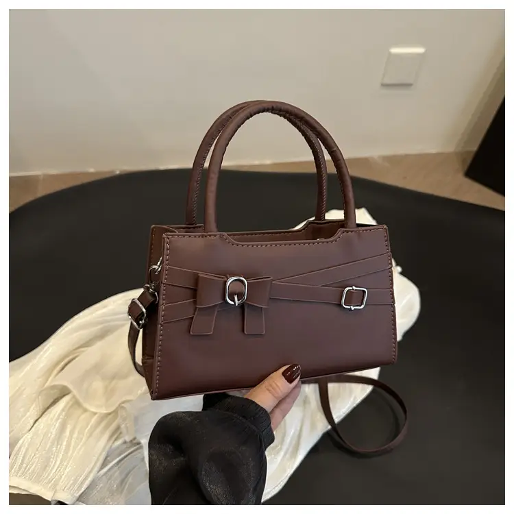 Beige Square Handbag with Bow Detail for Girls — feature 26