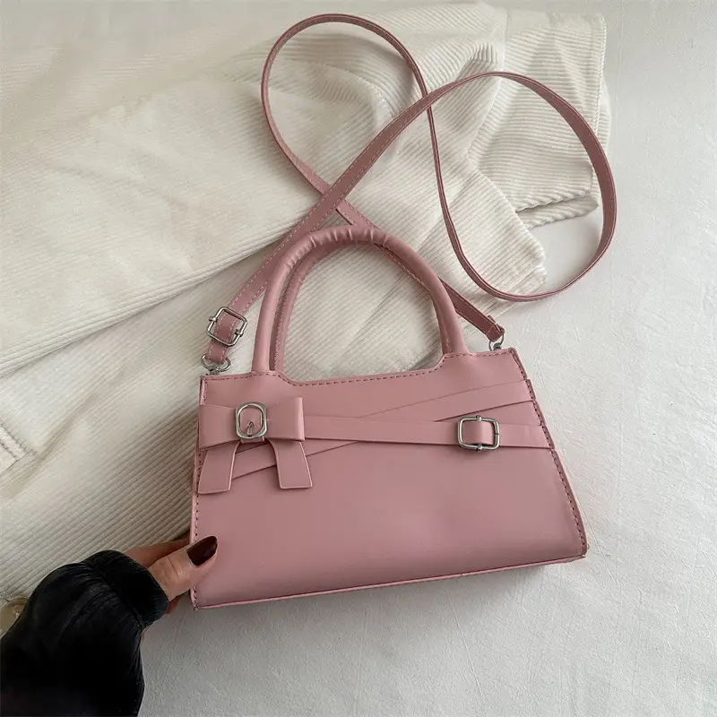 Beige Square Handbag with Bow Detail for Girls - Image 4
