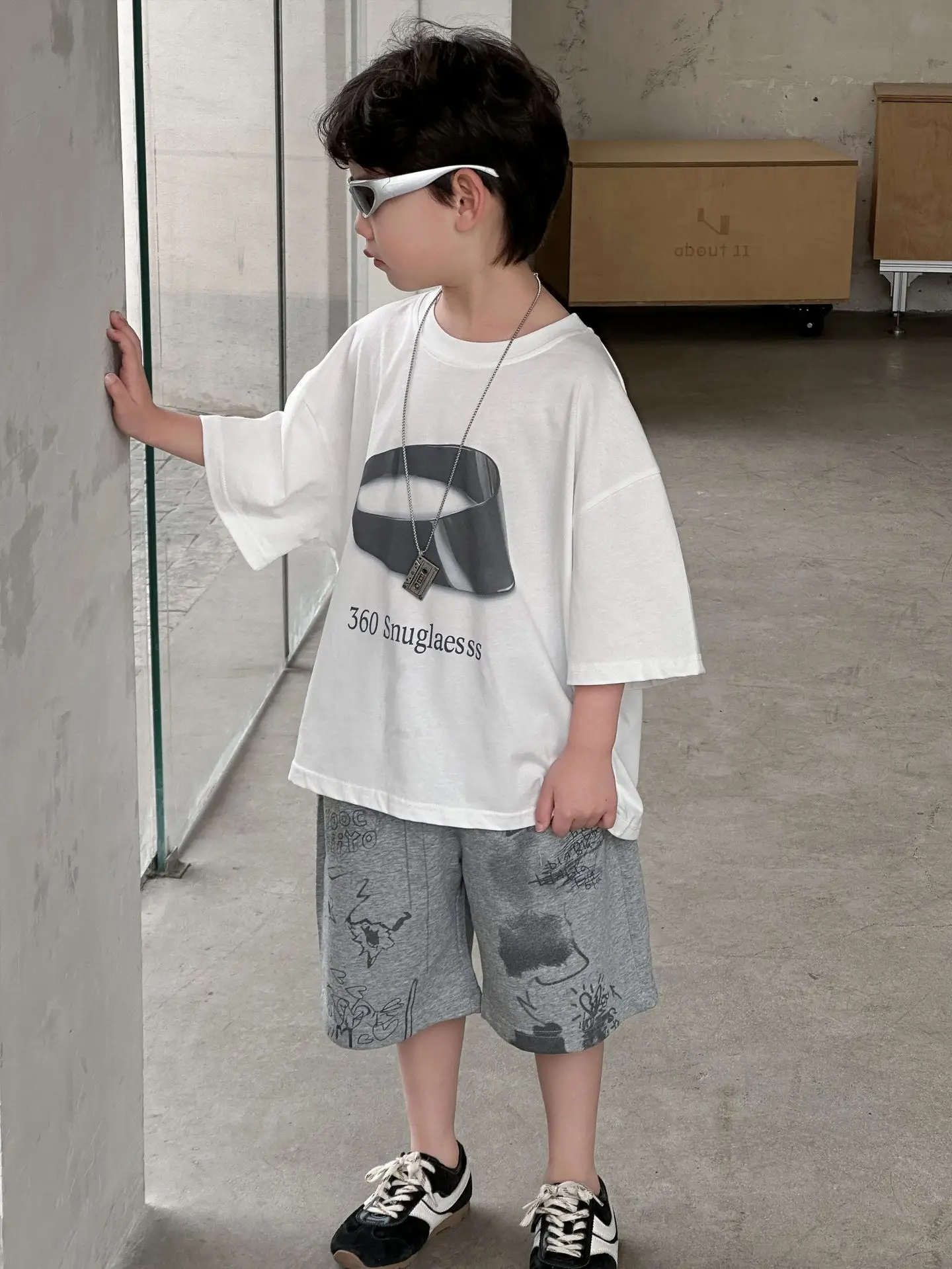 Boys White Graphic Cotton T-Shirt Loose Fit 2025 - Image 6