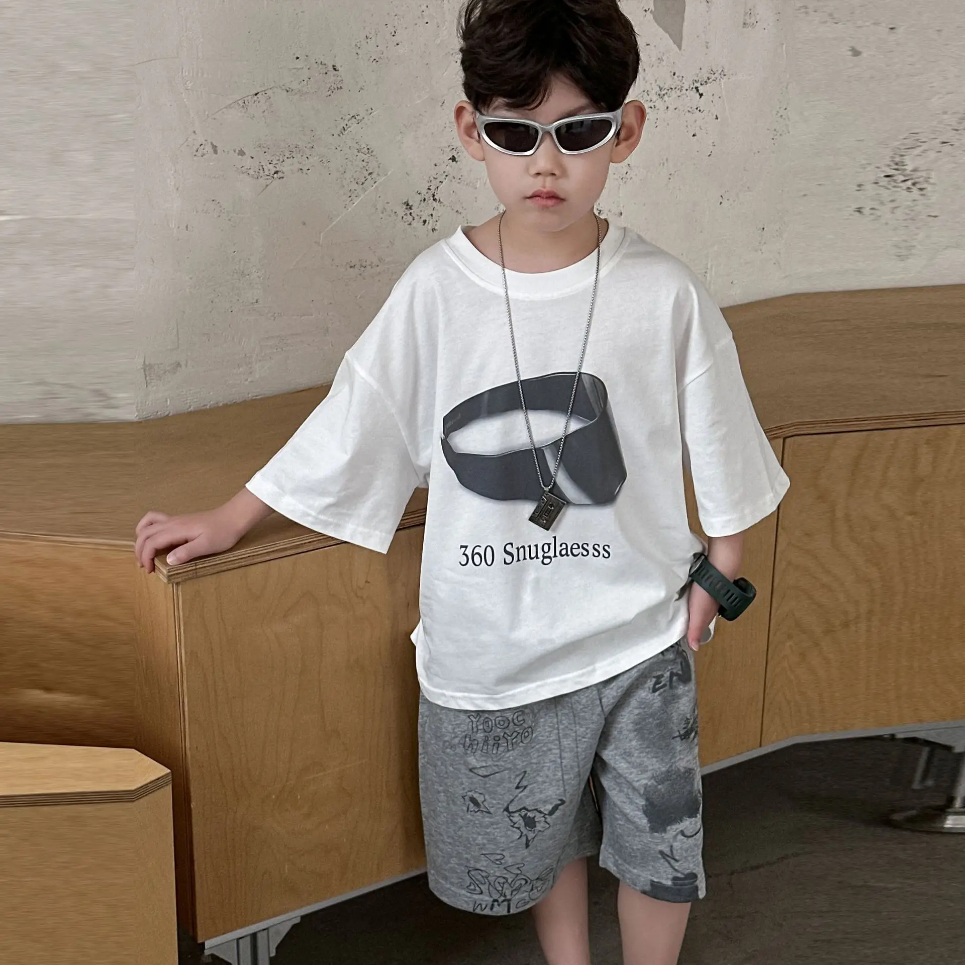 Boys White Graphic Cotton T-Shirt Loose Fit 2025 — feature 14