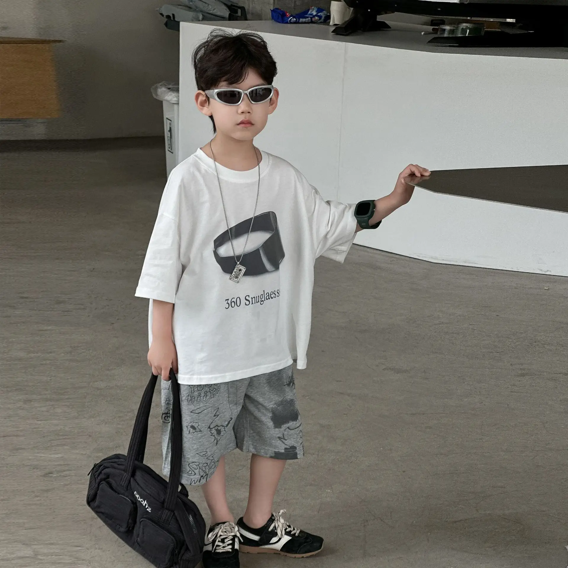 Boys White Graphic Cotton T-Shirt Loose Fit 2025 — feature 15