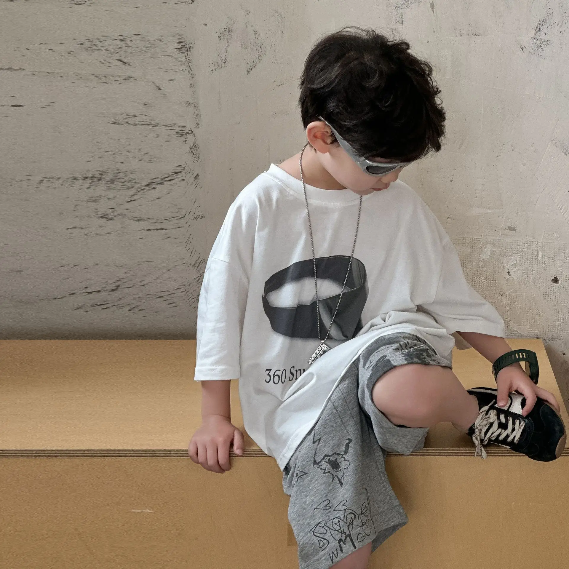 Boys White Graphic Cotton T-Shirt Loose Fit 2025 — feature 20