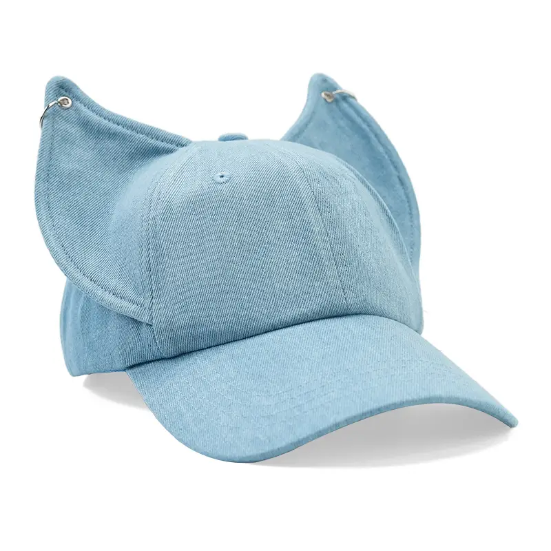 Unisex Black Baseball Cap with Cat Ears Design