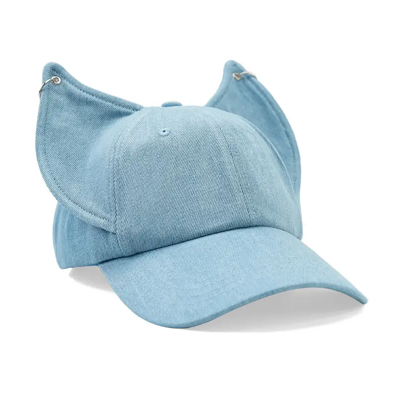 Unisex Black Baseball Cap with Cat Ears Design