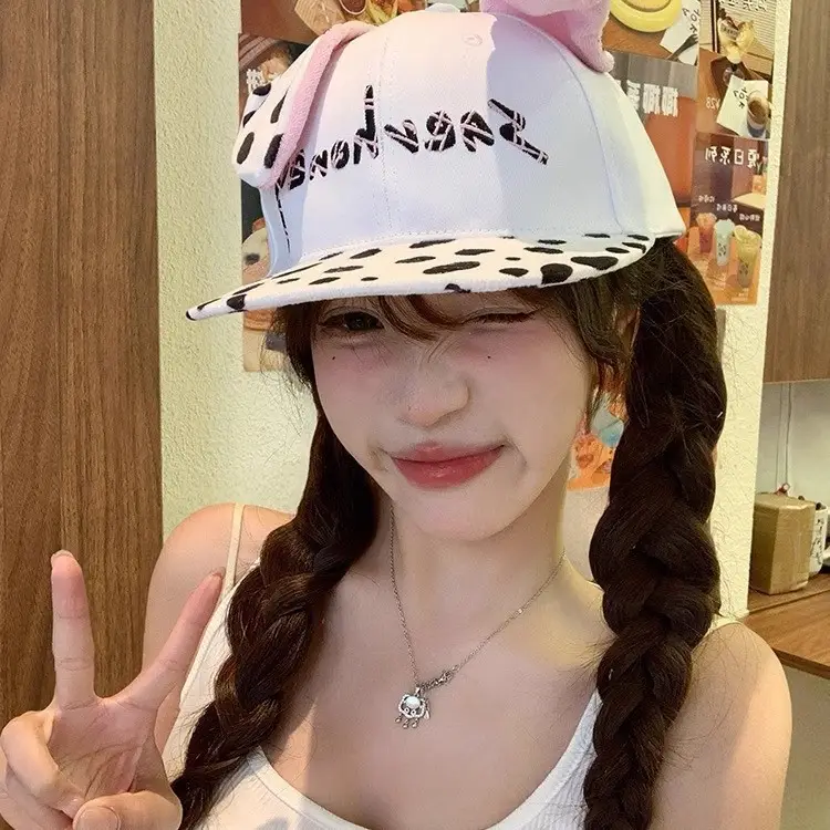 Cow Print Dalmatian Cap for Girls Spring Summer - Image 2
