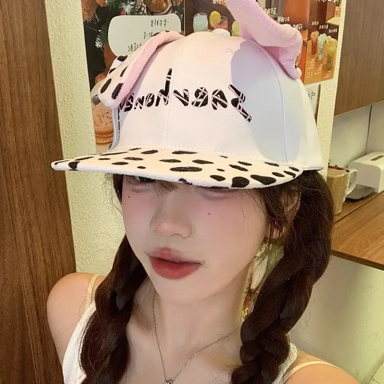 Cow Print Dalmatian Cap for Girls Spring Summer - Image 3