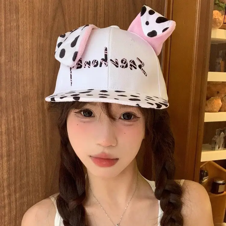 Cow Print Dalmatian Cap for Girls Spring Summer - Image 4