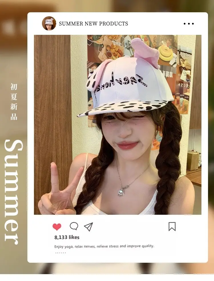 Cow Print Dalmatian Cap for Girls Spring Summer — feature 3