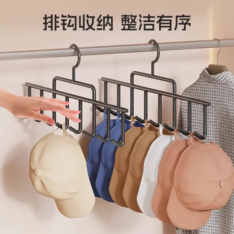 Home Cabinet Hanging Hat Organizer with Red Hanger - Image 4