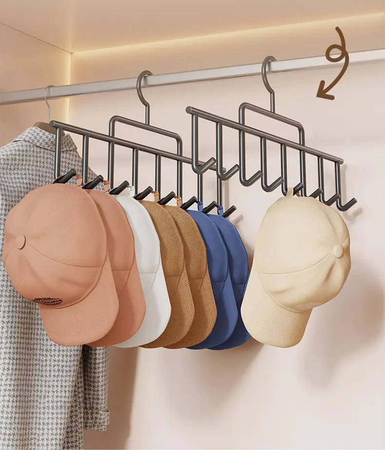 Home Cabinet Hanging Hat Organizer with Red Hanger — feature 2