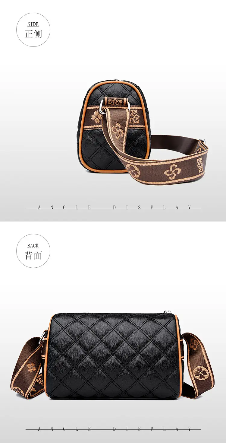 Black Quilted Women's Crossbody Bag with Fumeida Aishu Logo — feature 17