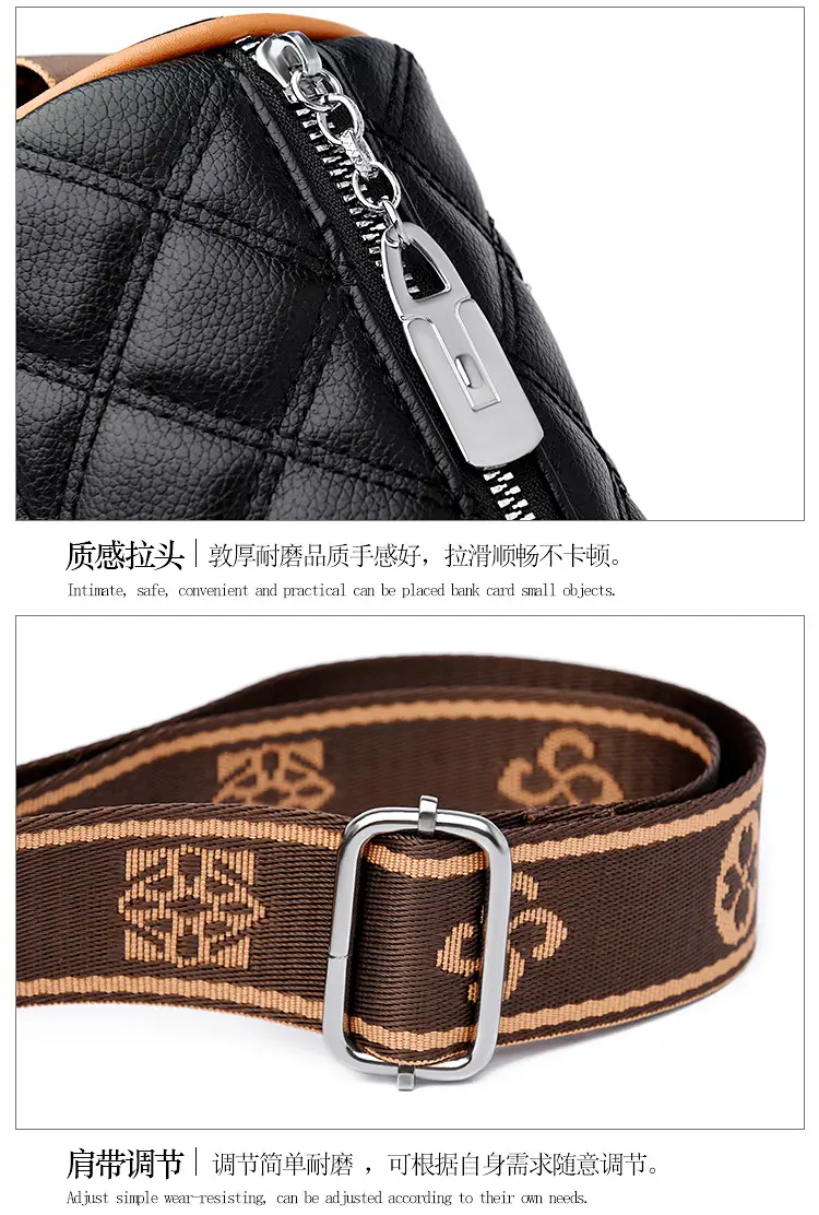 Black Quilted Women's Crossbody Bag with Fumeida Aishu Logo — feature 23