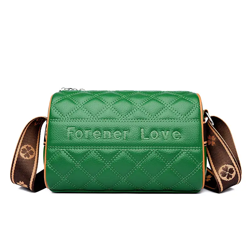 Black Quilted Women's Crossbody Bag with Fumeida Aishu Logo - Image 2