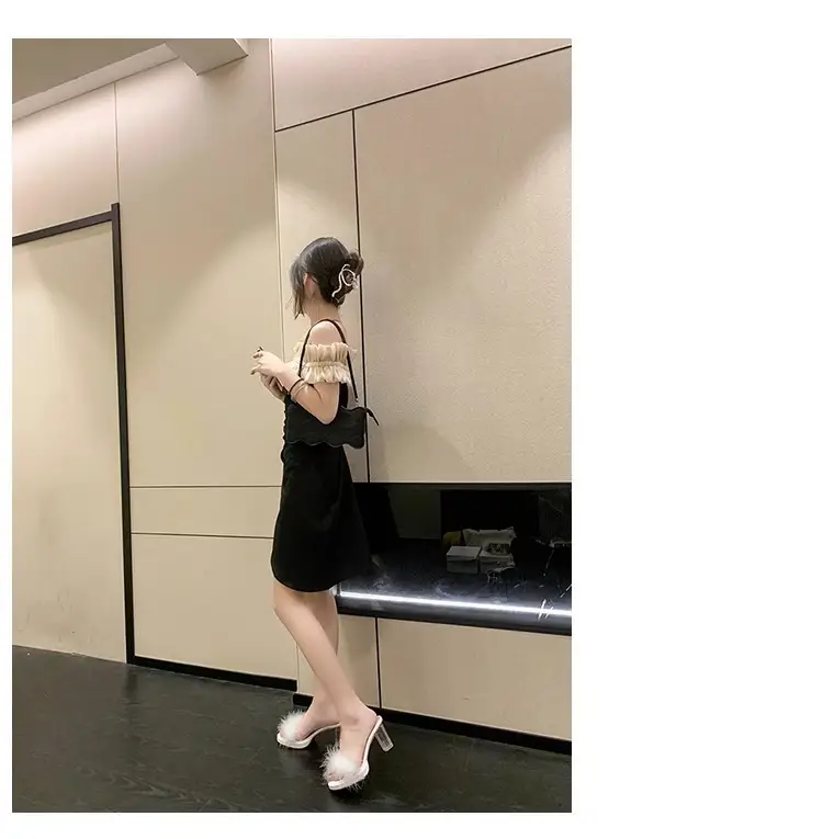 Furry Transparent Crystal High Heel Sandals for Women — feature 7