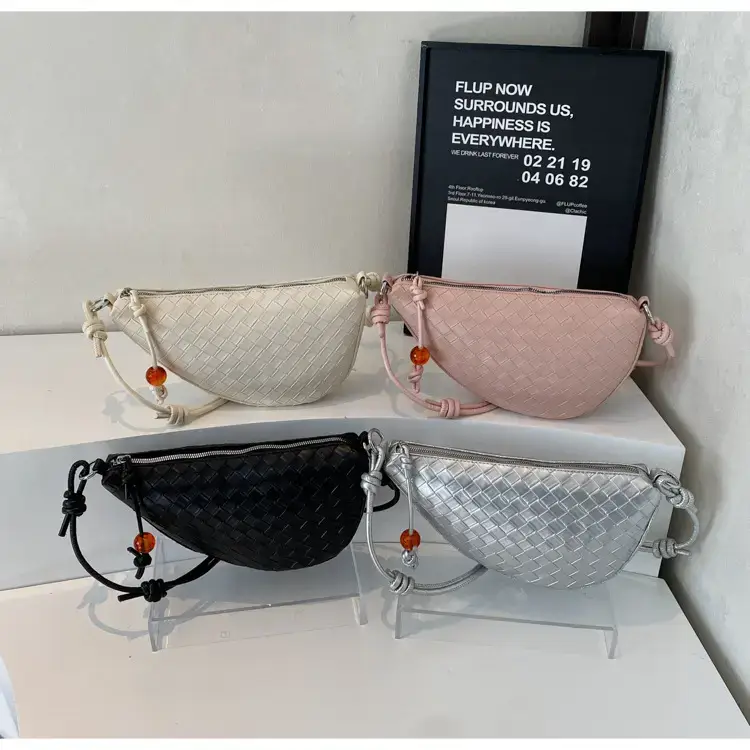 Black Woven Crescent Moon Shoulder Bag for Women — feature 14