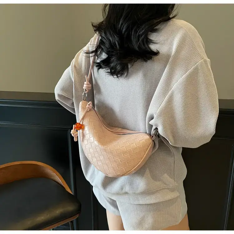 Black Woven Crescent Moon Shoulder Bag for Women — feature 22