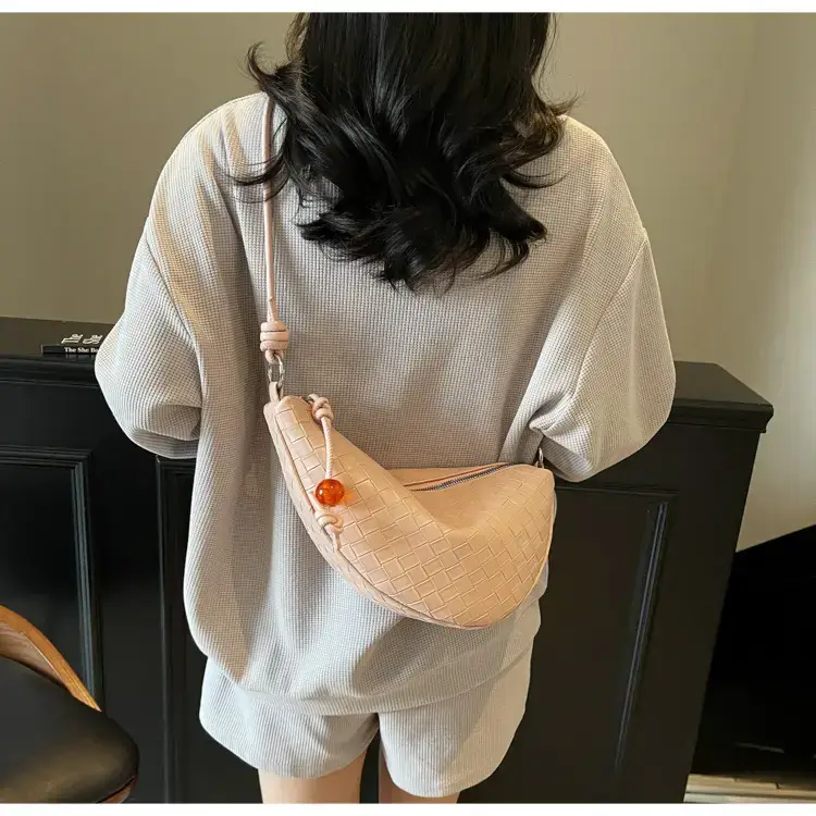 Black Woven Crescent Moon Shoulder Bag for Women — feature 23