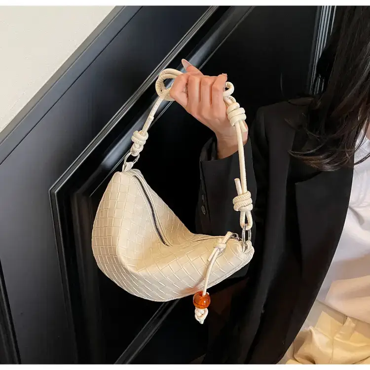 Black Woven Crescent Moon Shoulder Bag for Women — feature 39