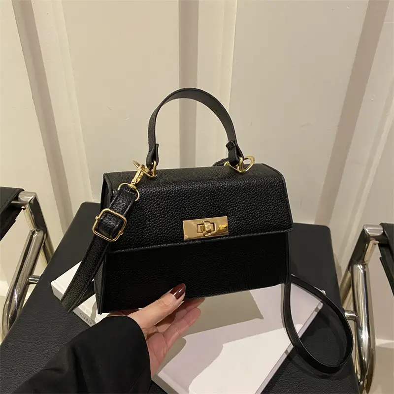 White Leather Shoulder Bag with Gold Hardware - Image 6