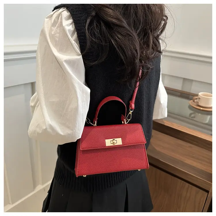 White Leather Shoulder Bag with Gold Hardware — feature 14