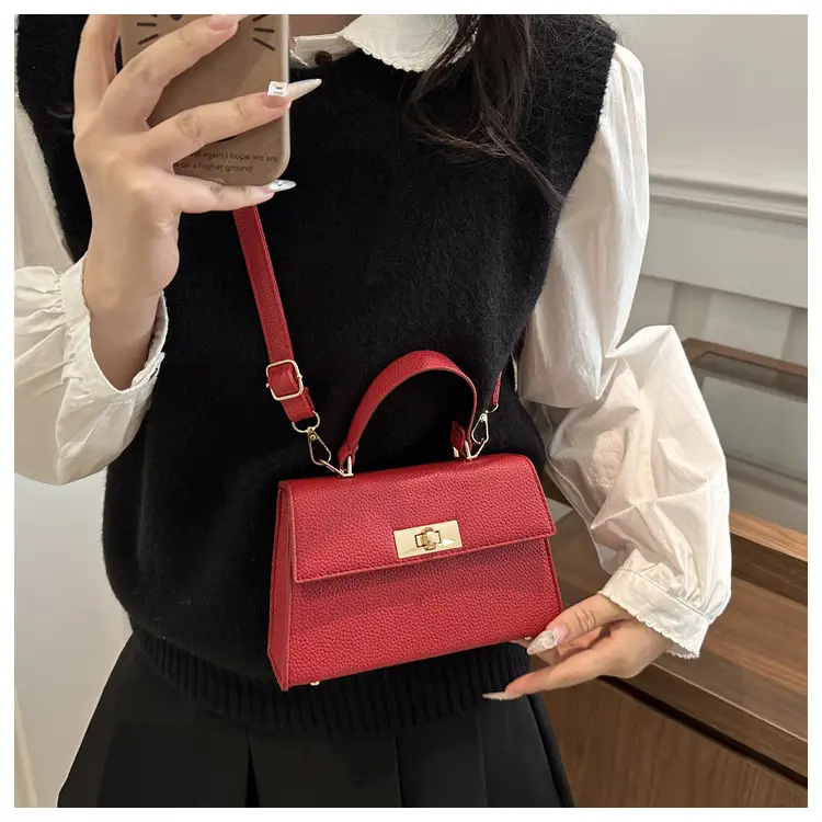 White Leather Shoulder Bag with Gold Hardware — feature 15