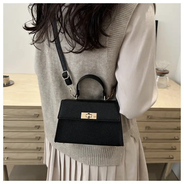 White Leather Shoulder Bag with Gold Hardware — feature 18