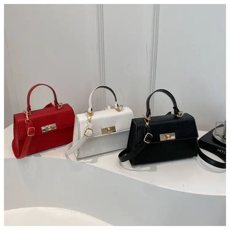 White Leather Shoulder Bag with Gold Hardware — feature 20