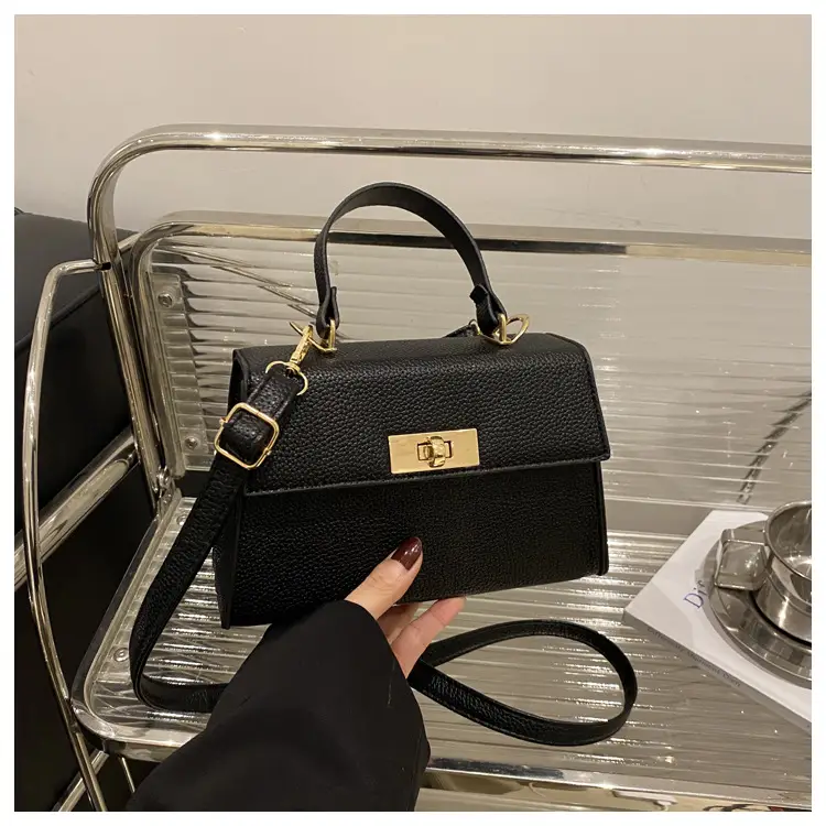 White Leather Shoulder Bag with Gold Hardware — feature 21