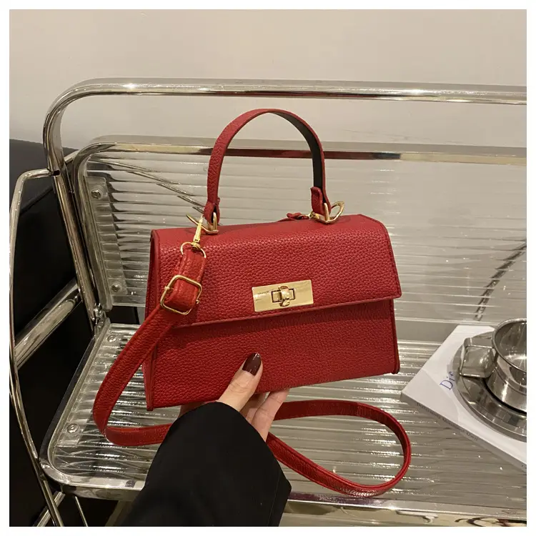 White Leather Shoulder Bag with Gold Hardware — feature 23