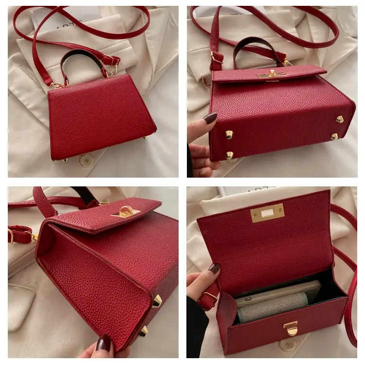 White Leather Shoulder Bag with Gold Hardware — feature 7
