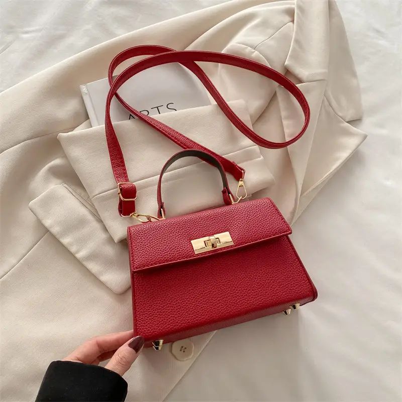 White Leather Shoulder Bag with Gold Hardware - Image 3
