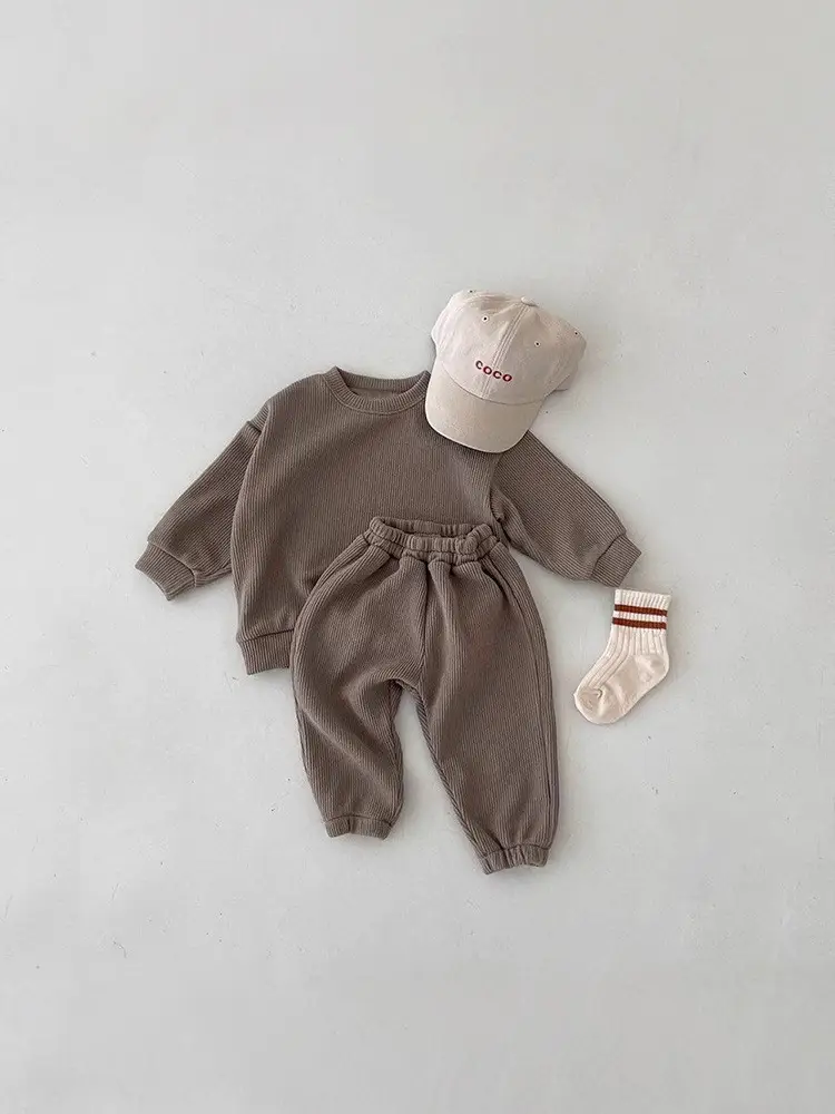 2025 Spring Cotton Kids Sports Suit Blue Cap Set - Image 7