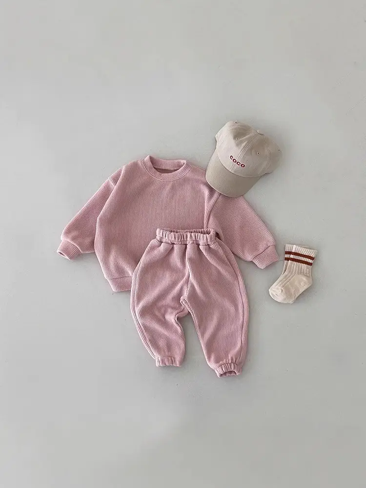 2025 Spring Cotton Kids Sports Suit Blue Cap Set - Image 9