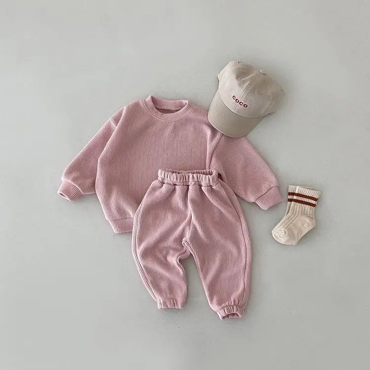 2025 Spring Cotton Kids Sports Suit Blue Cap Set — feature 2