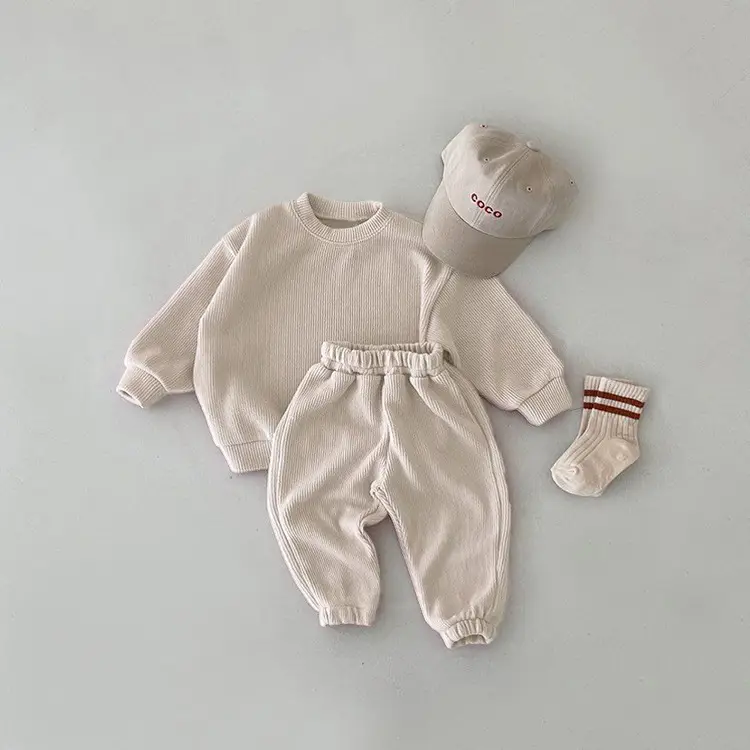 2025 Spring Cotton Kids Sports Suit Blue Cap Set - Image 2