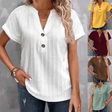 Women's 2025 Zipper Button Top T-Shirt Maroon — feature 27