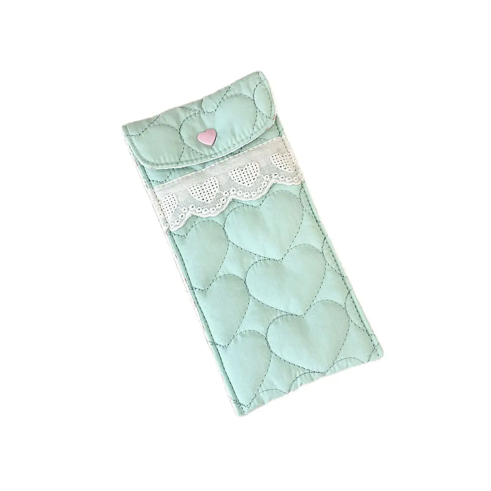 Quilted Cotton Glasses Bag with Heart Design