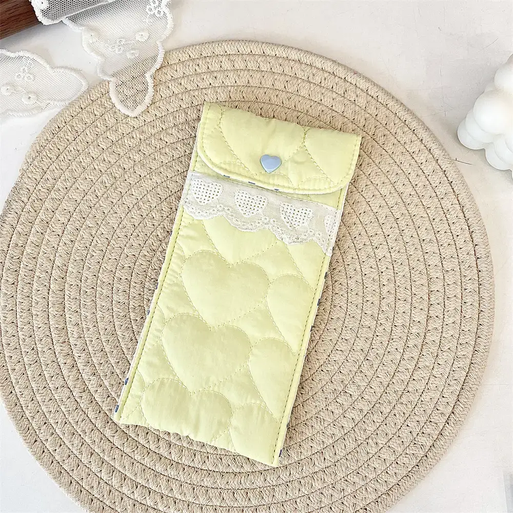 Quilted Cotton Glasses Bag with Heart Design