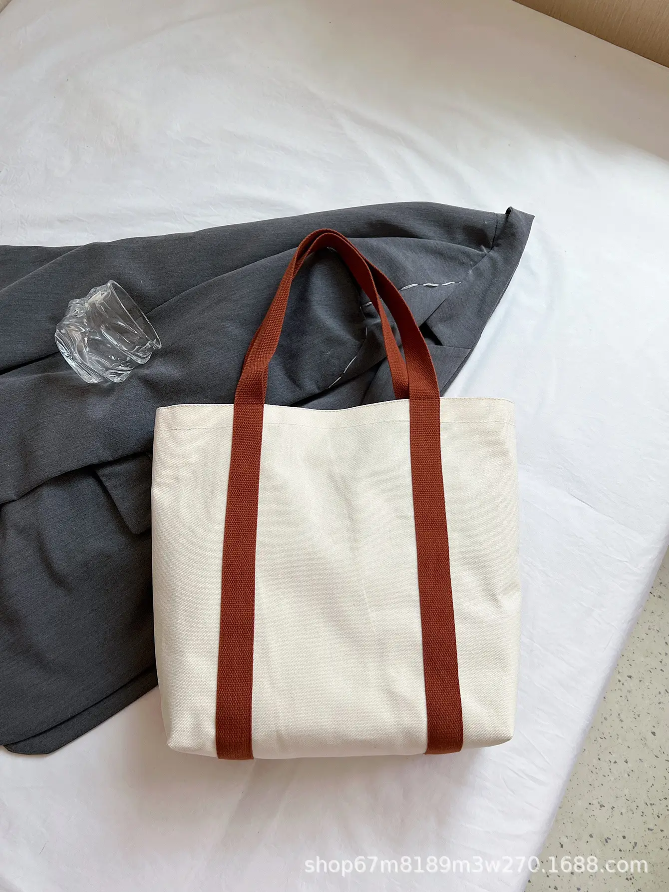Cartoon Student Shoulder Bag White Brown Cartoon Design — feature 44