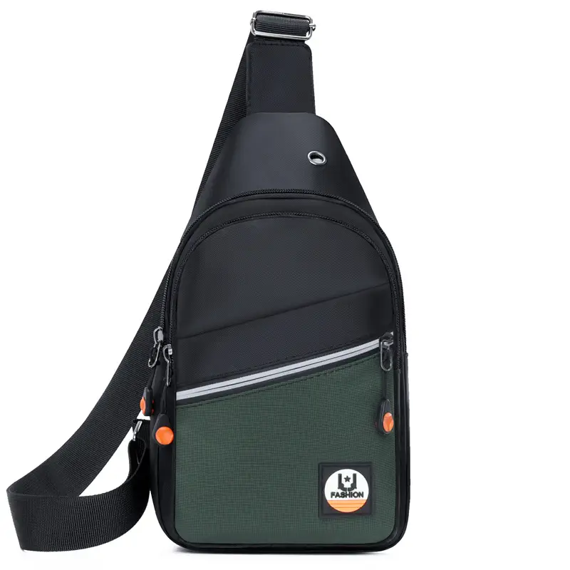 Men's Black Multifunctional Chest Bag with Crossbody Strap