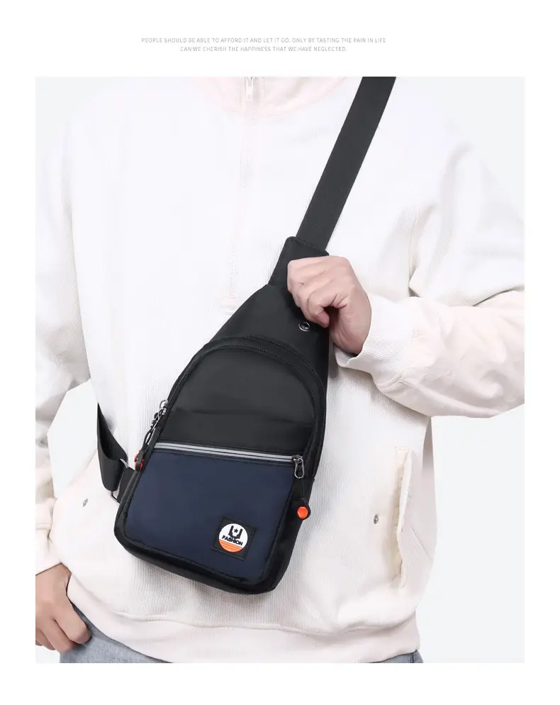 Men's Black Multifunctional Chest Bag with Crossbody Strap — feature 14