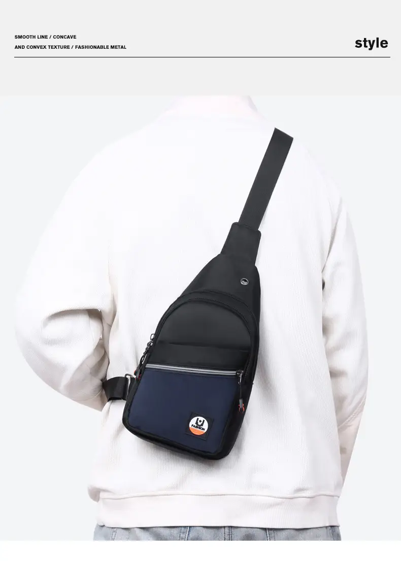 Men's Black Multifunctional Chest Bag with Crossbody Strap — feature 16