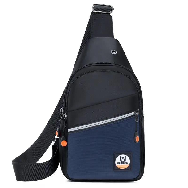 Men's Black Multifunctional Chest Bag with Crossbody Strap